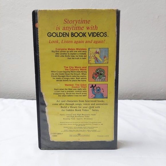 Sesame Street A Golden Book Video 3 Stories VHS Vintage Clamshell 1985 - Picture 3 of 6